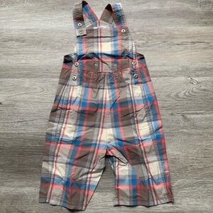 Baby Boden 2-3 Y cotton plaid overalls
